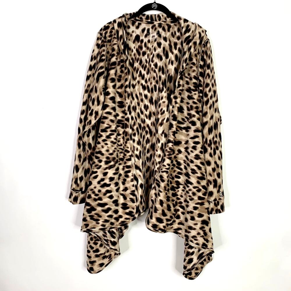 Cuddl Dudds Cardigan Sweater 1x 2x Fleecewear Animal Print Warm Layer Thumbhole